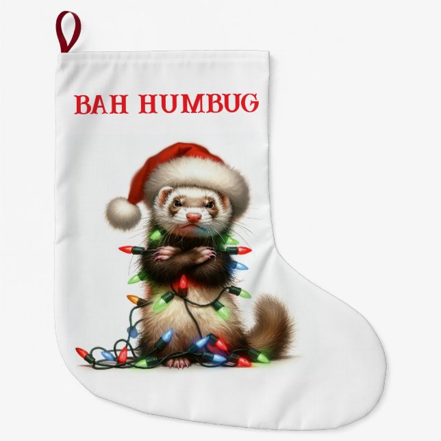 Jul MisChief Ferret var snurrig Stor Julstrumpa (Framsidan)