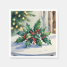 Jul Mistletoe Helgdag Watercolor Pappersservett