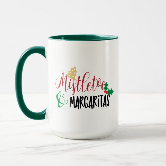 Jul Mistletoe och Margaritas, Julafton Cheer Rolig Mugg (Vänster)