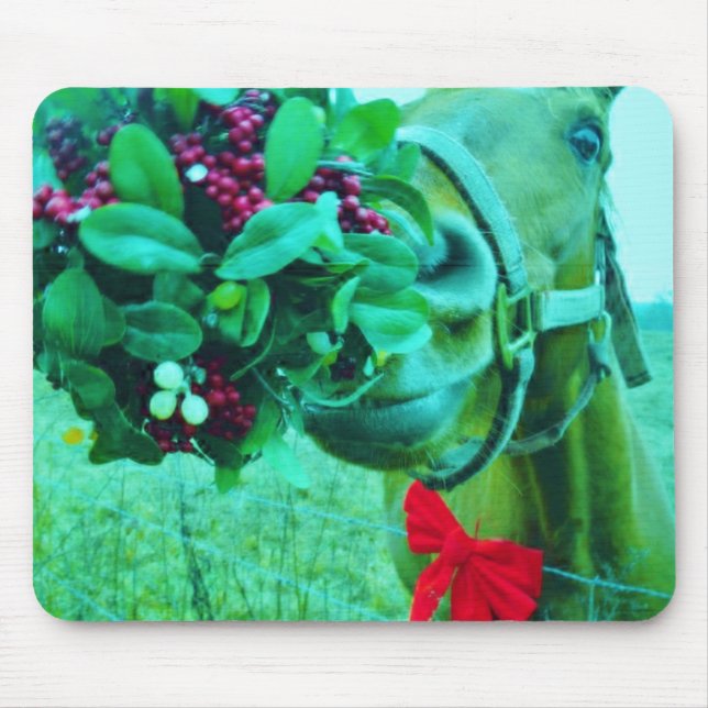 Jul Mistletoe Teal Horse Musmatta (Framsidan)