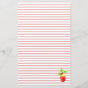 Jul Mitten Holly Red Line Brevpapper