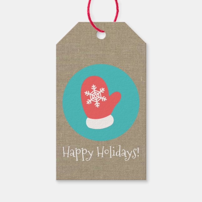 Jul Mitten Medallion Glad helg Presentetikett (Framsidan)