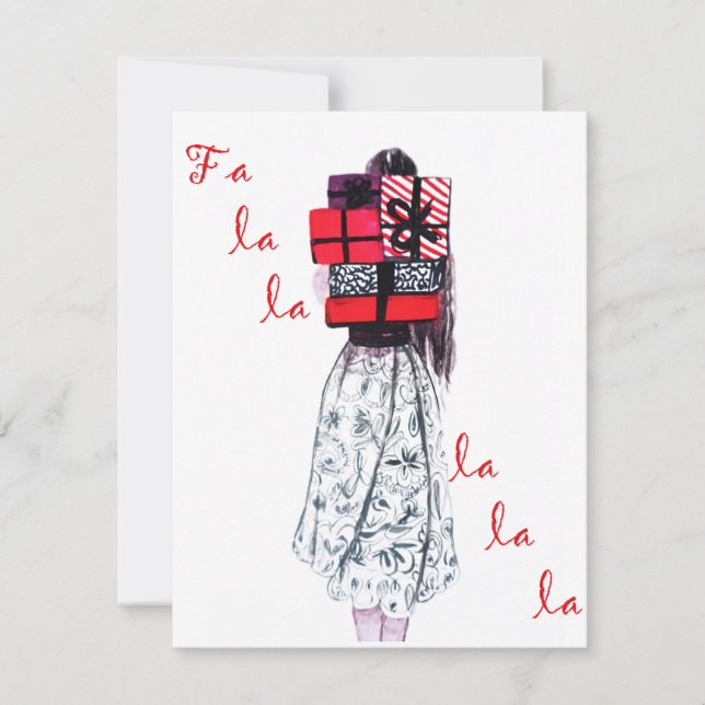 Jul mode hälsning cad, Fa la la la Kort (Framsida)