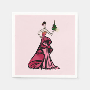 Jul Mode illustration med träd Pappersservett