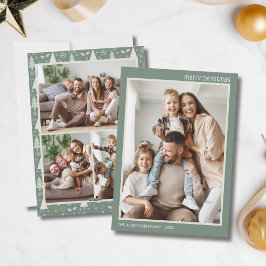 Jul Modern 4 Familjefoto Collage Sagegrön Julkort