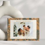 Jul Modern Boho Botanical Grey Two Photo Julkort<br><div class="desc">Julmodern Boho Botanical Grey Två foto-Helgdag</div>