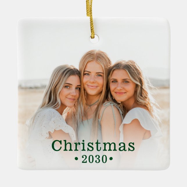 Jul Modern Familj Foto Keramik Ornament (Framsida)