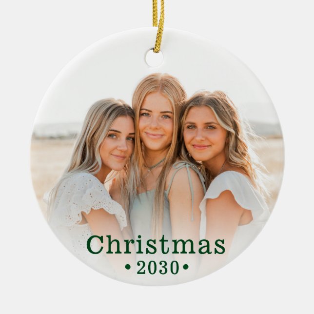 Jul Modern Familj Foto Keramik Ornament (Framsidan)
