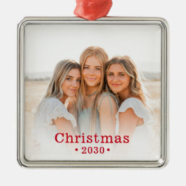 Jul Modern Familj Foto Metallprydnad Julgransprydnad Metall