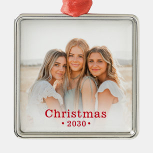 Jul Modern Familj Foto Metallprydnad Julgransprydnad Metall