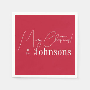 Jul Modern God Jul Familjen Namn Röd Pappersservett