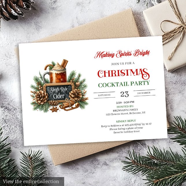 Jul modern julfest cocktailsfest inbjudan (Holiday modern Christmas cocktails party invitation

)