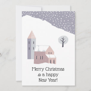 Jul Modern Vinter Snö Dammlila Julkort