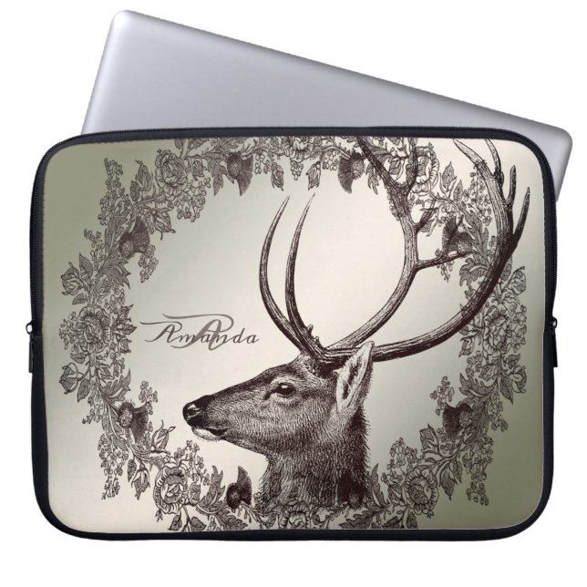 Jul Monogram Blommig Ren Gylden Vinter Laptop Fodral (Framsidan)