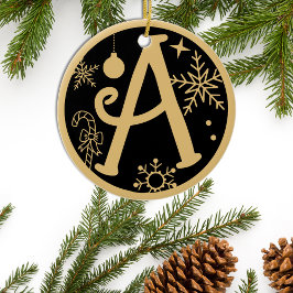 Jul Monogram Brev A Guld Black Julgransprydnad Keramik