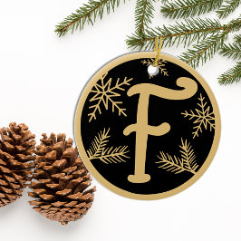 Jul Monogram Brev F Guld Black Julgransprydnad Keramik
