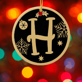 Jul Monogram Brev H Guld Black Julgransprydnad Keramik