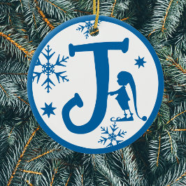 Jul Monogram Brev J Blå Julgransprydnad Keramik
