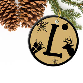 Jul Monogram Brev L Black Guld Julgransprydnad Keramik