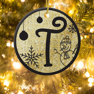 Jul Monogram Brev T Svarta Guldet Glitter Julgransprydnad Keramik