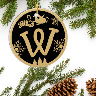 Jul Monogram Brev W Guld Black Julgransprydnad Keramik
