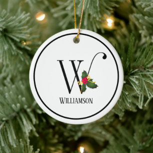 Jul Monogram Brev W-Personlig Julgransprydnad Keramik