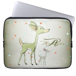 Jul Monogram Gröna Hjortar Högtider Söt Laptop Fodral