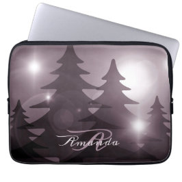 Jul Monogram Rosa Träd Högtid Vinter Laptop Fodral
