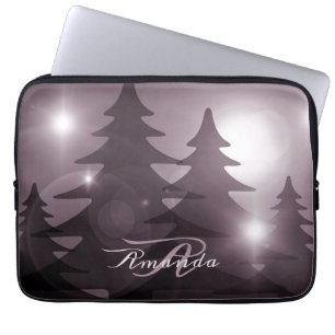 Jul Monogram Rosa Träd Högtid Vinter Laptop Fodral