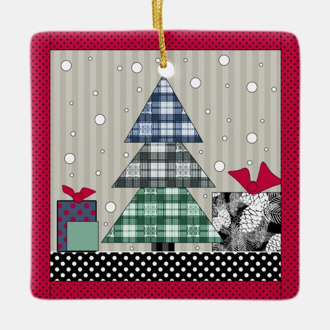 Jul mönster, äppel, nyår, julklapp c julgransprydnad keramik (Framsida)