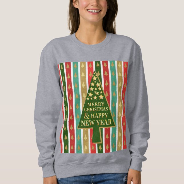 Jul Mönster - Elegant och Chic träd design T Shirt (Framsida)