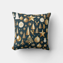 Jul mönster guld och dekoration av svarta prydnads kudde