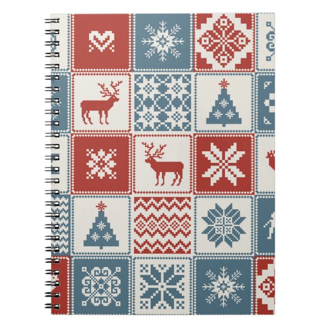 Jul mönster i lapptäcket stil. Traditionell  Anteckningsbok (Framsidan)