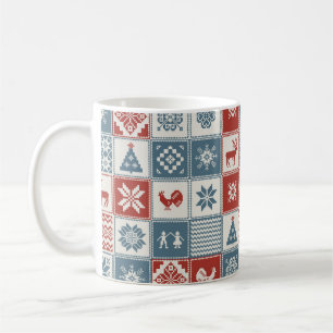 Jul mönster i lapptäcket stil. Traditionell Kaffemugg