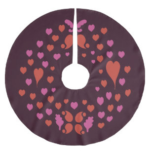 Jul mönster i rött och rosa julgransmatta borstad polyester