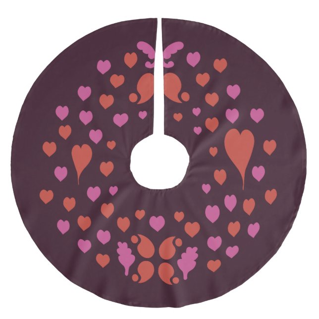 Jul mönster i rött och rosa julgransmatta borstad polyester (Framsidan)