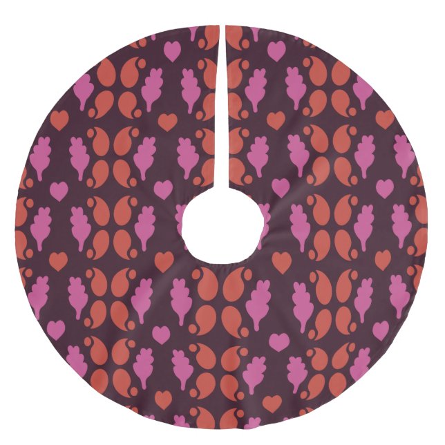 Jul mönster i rött och rosa julgransmatta borstad polyester (Framsidan)