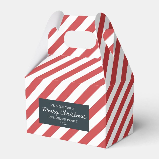 Jul Mönster Julafton Gift Red Stripe Presentaskar (Framsidan Sidan)