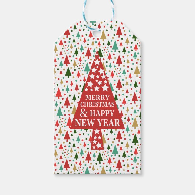Jul Mönster - julgran Presentetikett (Framsidan)