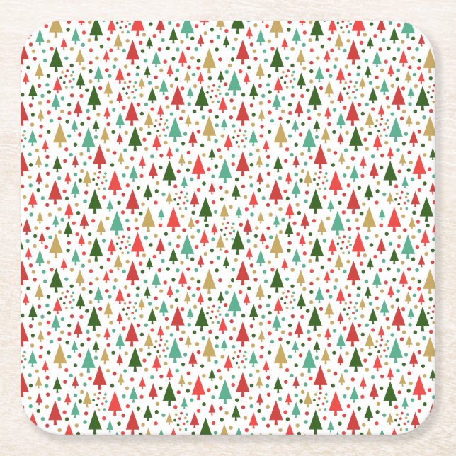 Jul-Mönster - landskapet i färglöst träd Underlägg Papper Kvadrat (Framsidan)
