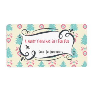 Jul Mönster med Bows och Baubles Gift Fraktsedel