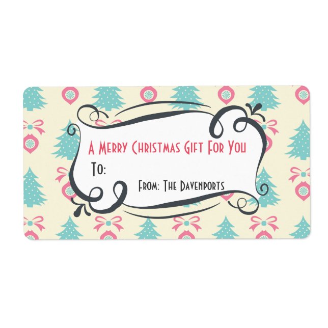 Jul Mönster med Bows och Baubles Gift Fraktsedel (Framsidan)