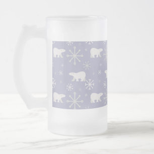 Jul mönster med polar björn och snöflingor frostat ölglas