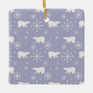 Jul mönster med polar björn och snöflingor julgransprydnad keramik