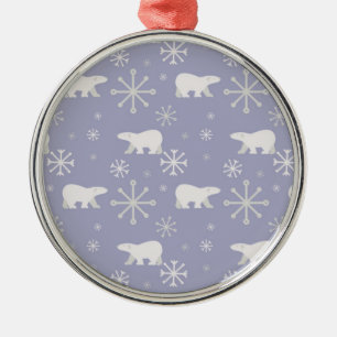 Jul mönster med polar björn och snöflingor julgransprydnad metall