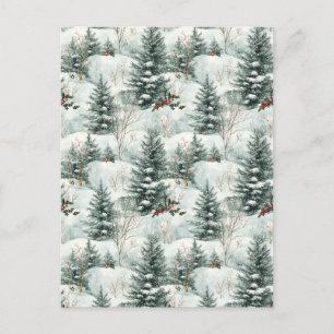 Jul Mönster med Snowy Forest och Gräs träd Vykort