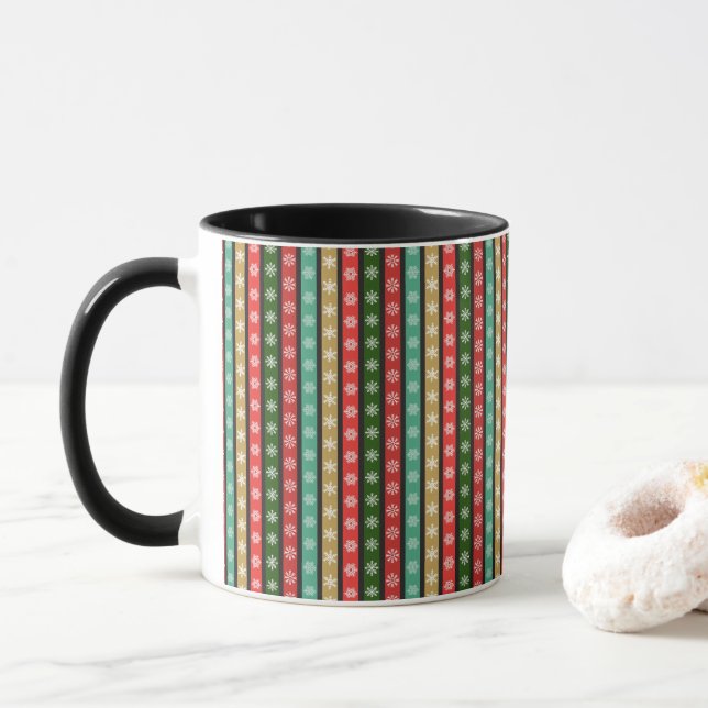 Jul mönster på mörkens bakgrund mugg (Med munk)