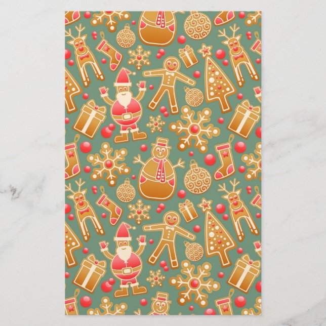 Jul Mönster (Santa och Gingerbröd) Brevpapper (Framsida)