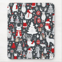 Jul mönster snögubbe, Santa träd grått-dekalor