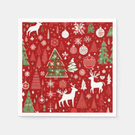 Jul mönster snögubbe, Santa träd grått-dekalor Pappersservett